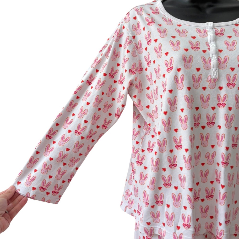 Roller Rabbit Lovestruck Bunny Heart Cotton Pajama Set XL Henley Top Pants - Picture 4 of 8